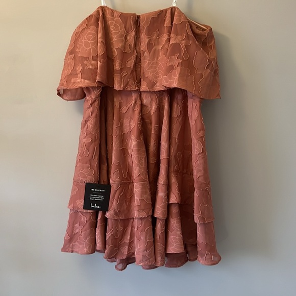 NWT Lulu's True Lover Floral Ruffled Strapless Mini Party Dress Pink Size XL - Picture 6 of 15